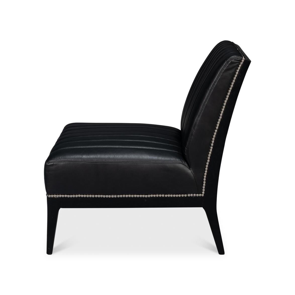 Mid-Century Modern Modern Black Leather Accent Chair For Sale