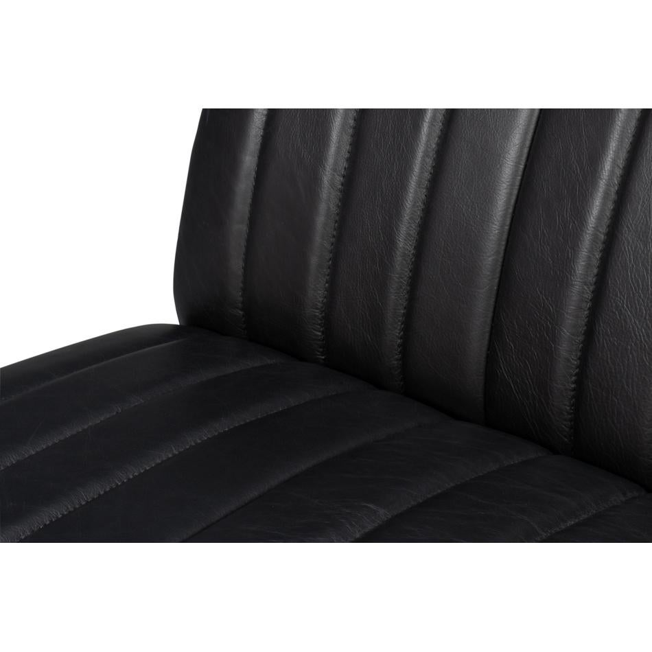 Modern Black Leather Accent Chair For Sale 3