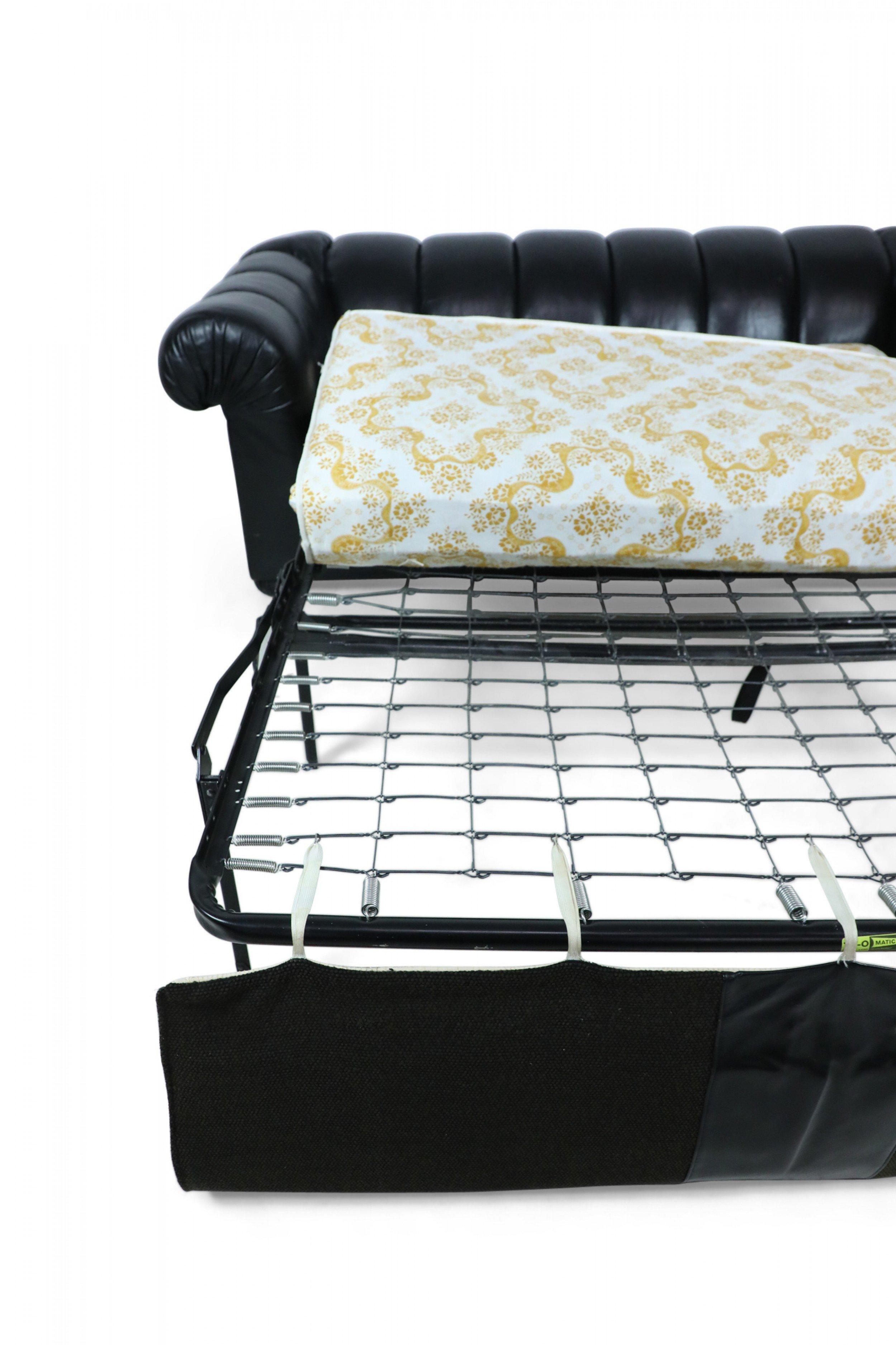 Modernes modernes schwarzes Ledersessel mit kanalisiertem Sofa und ausziehbarem Bett im Angebot 11