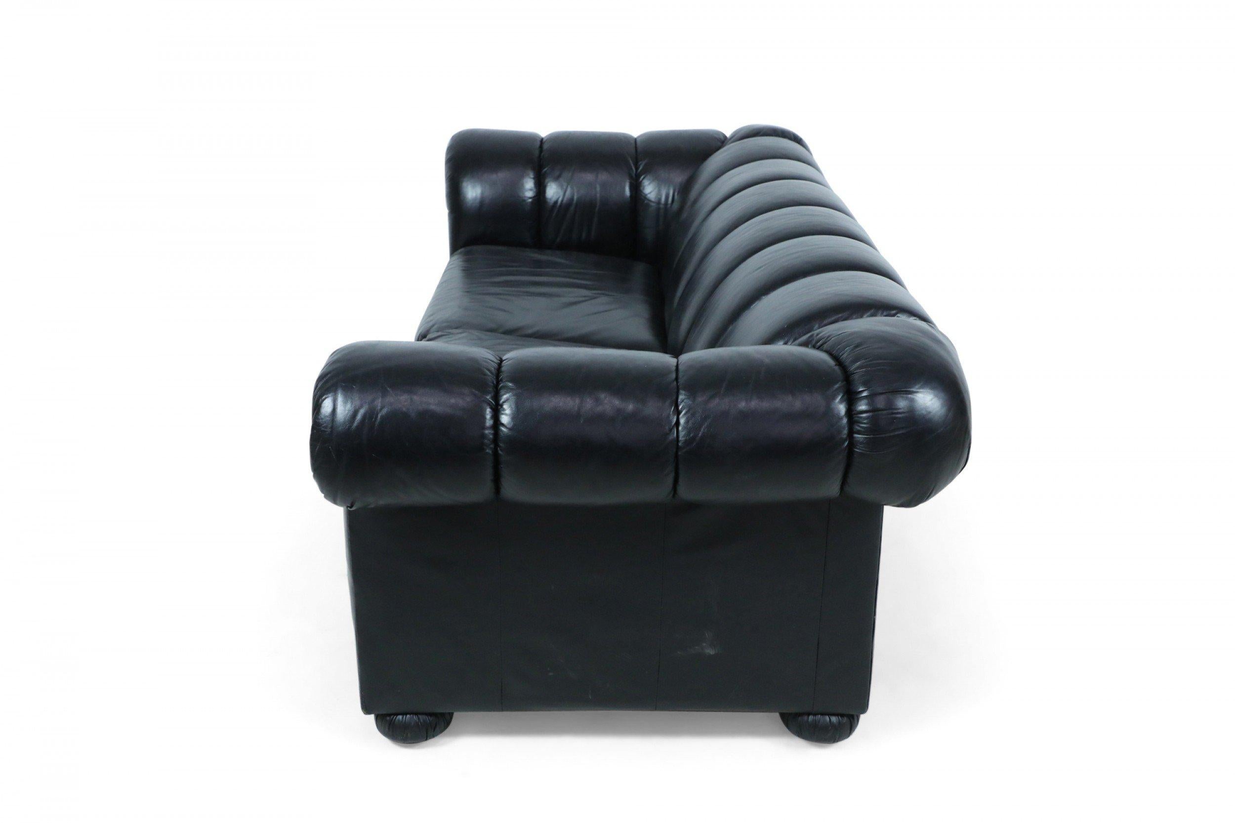 Modernes modernes schwarzes Ledersessel mit kanalisiertem Sofa und ausziehbarem Bett (Französisch) im Angebot