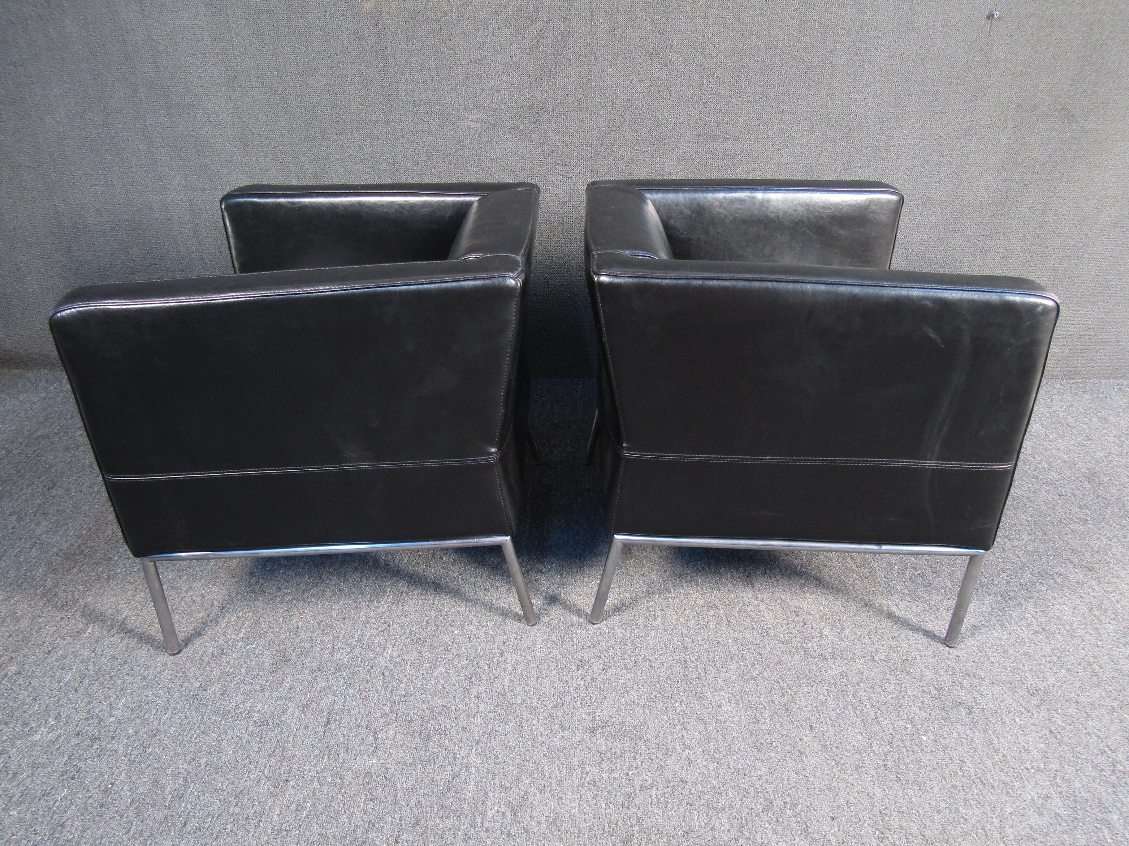 contemporary black leather chairs