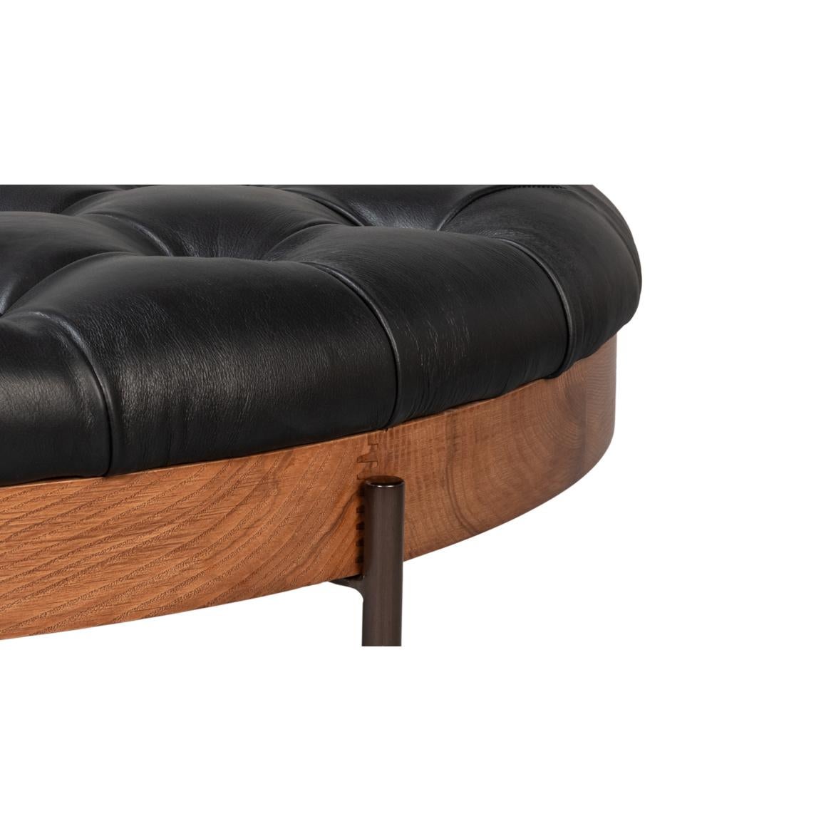 Pouf moderne en cuir noir en vente 4