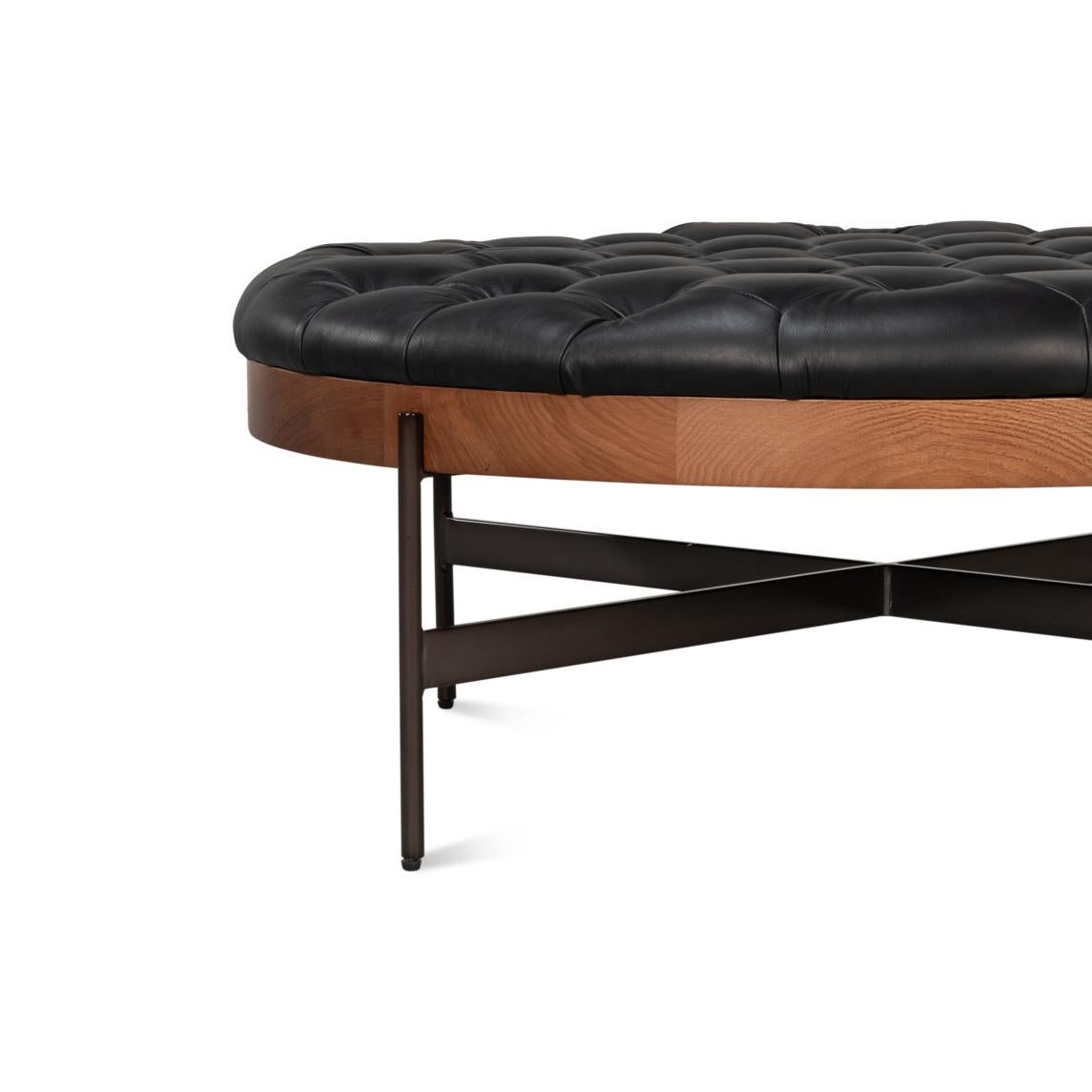 Pouf moderne en cuir noir en vente 5