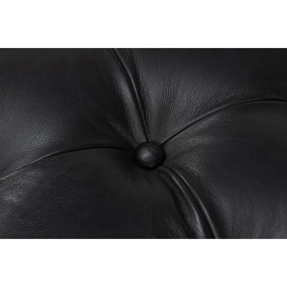 Pouf moderne en cuir noir en vente 6