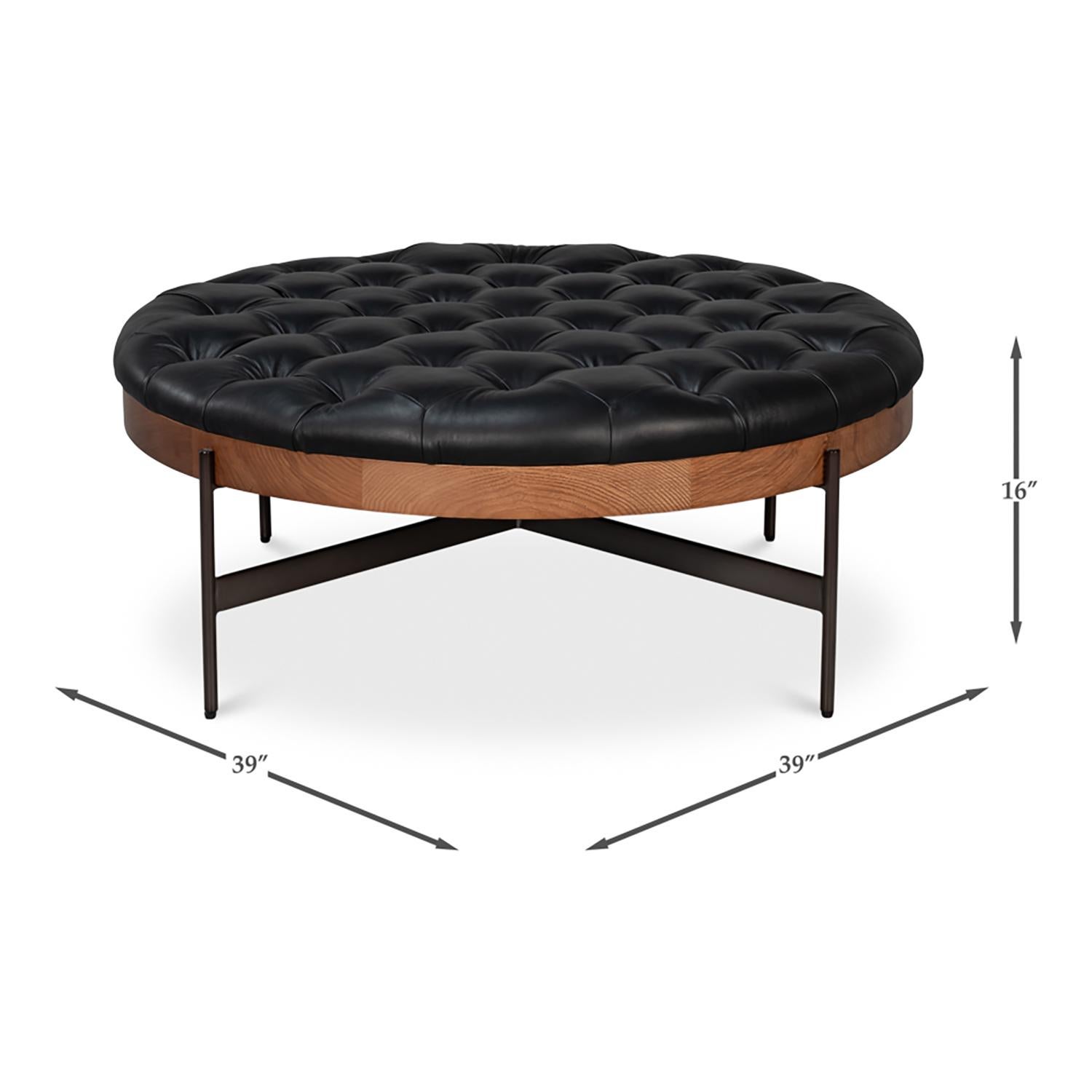 Pouf moderne en cuir noir en vente 8