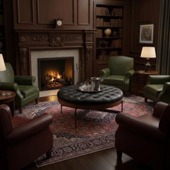 Modern Black Leather Cocktail Ottoman