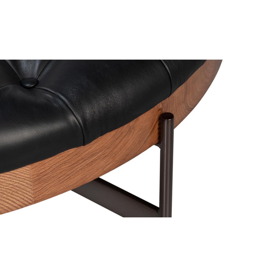 Pouf moderne en cuir noir en vente 1