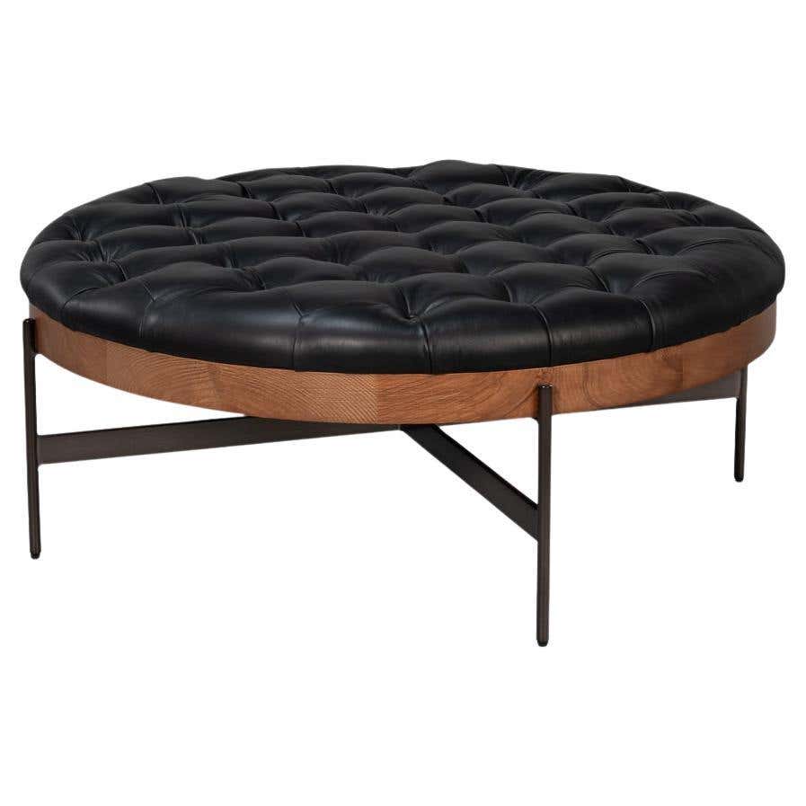 Forsyth Large Ottoman in Black Leather