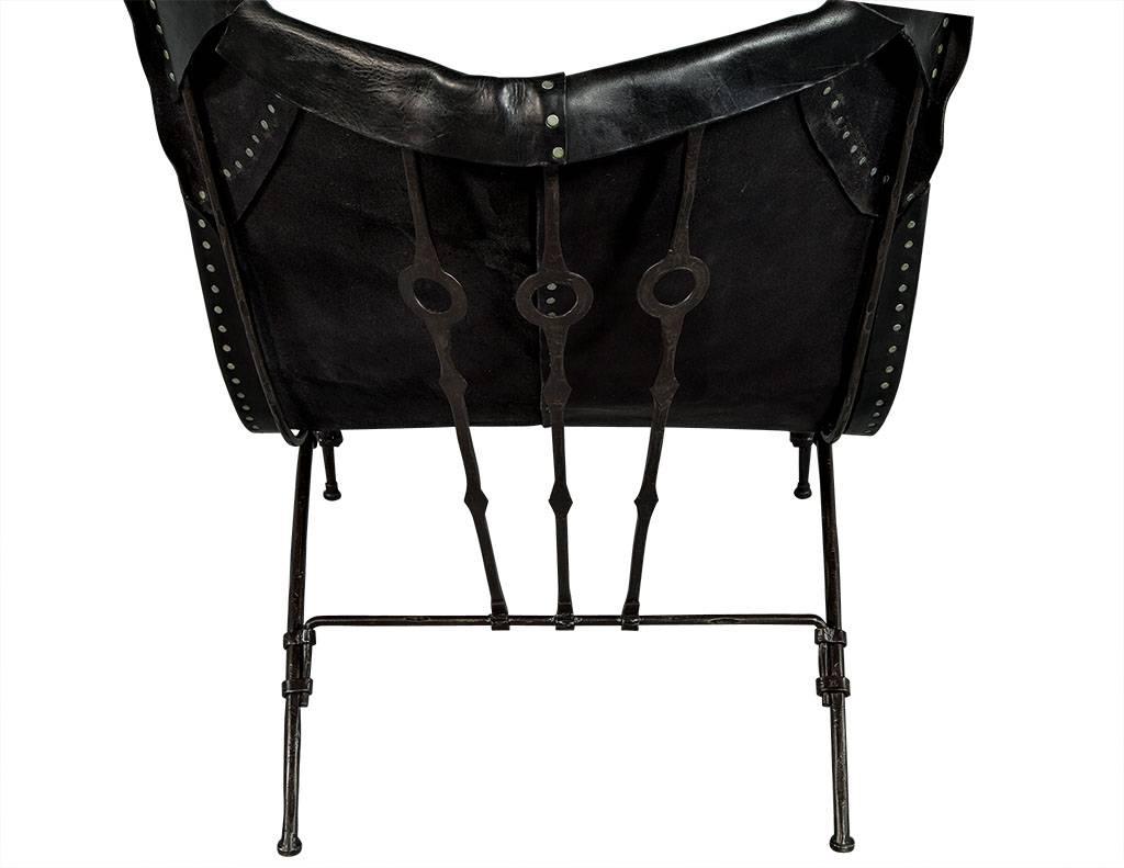 Modern Black Leather Saddle Chair by Ralph Lauren 1