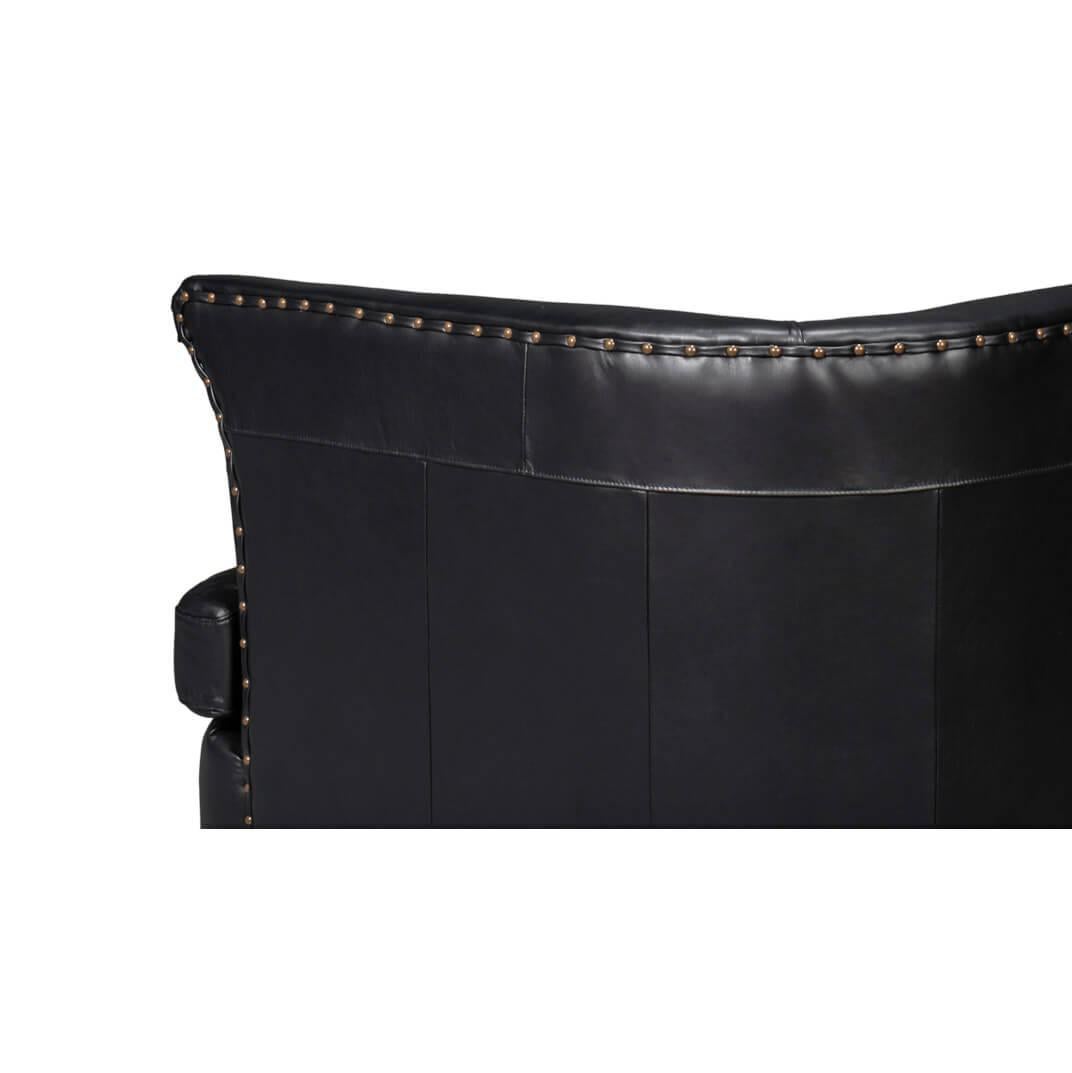 Modern Black Leather Sofa For Sale 1