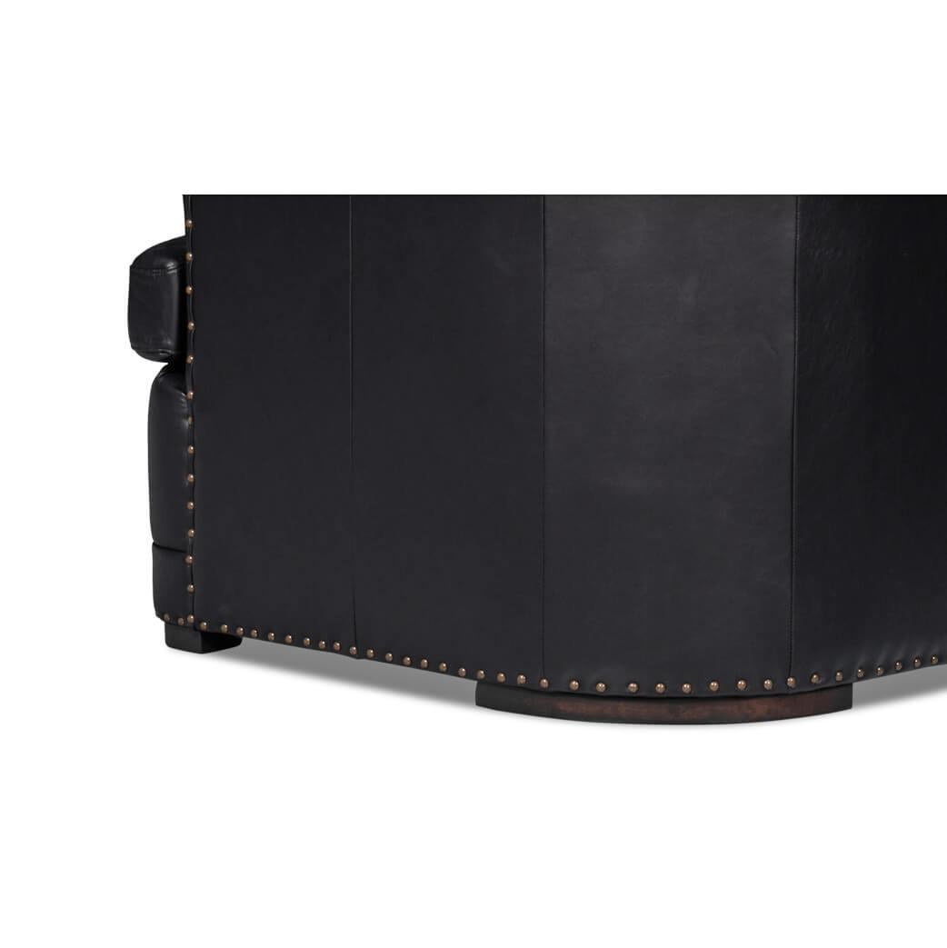 Modern Black Leather Sofa For Sale 2