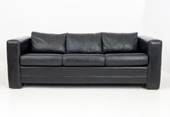 Modern Black Leather Upholstered Sleeper Sofa