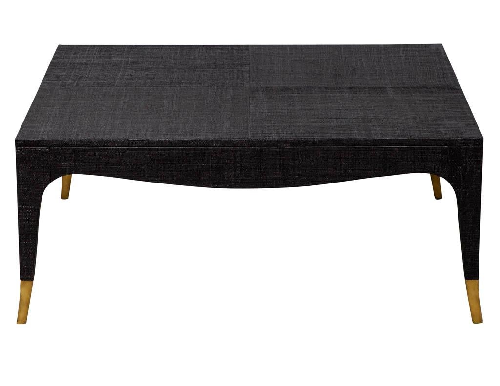 American Modern Black Linen Clad Coffee Table For Sale