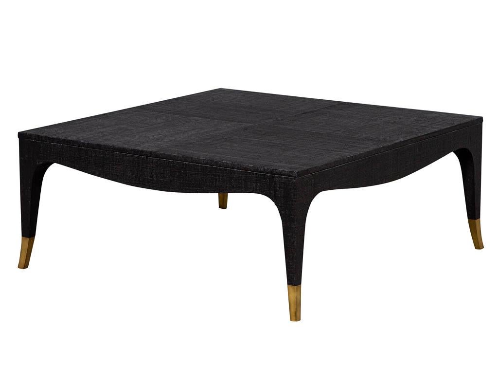 Modern Black Linen Clad Coffee Table In Excellent Condition For Sale In North York, ON