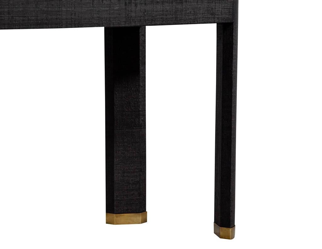 Modern Black Linen Clad Console Table In Excellent Condition In North York, ON
