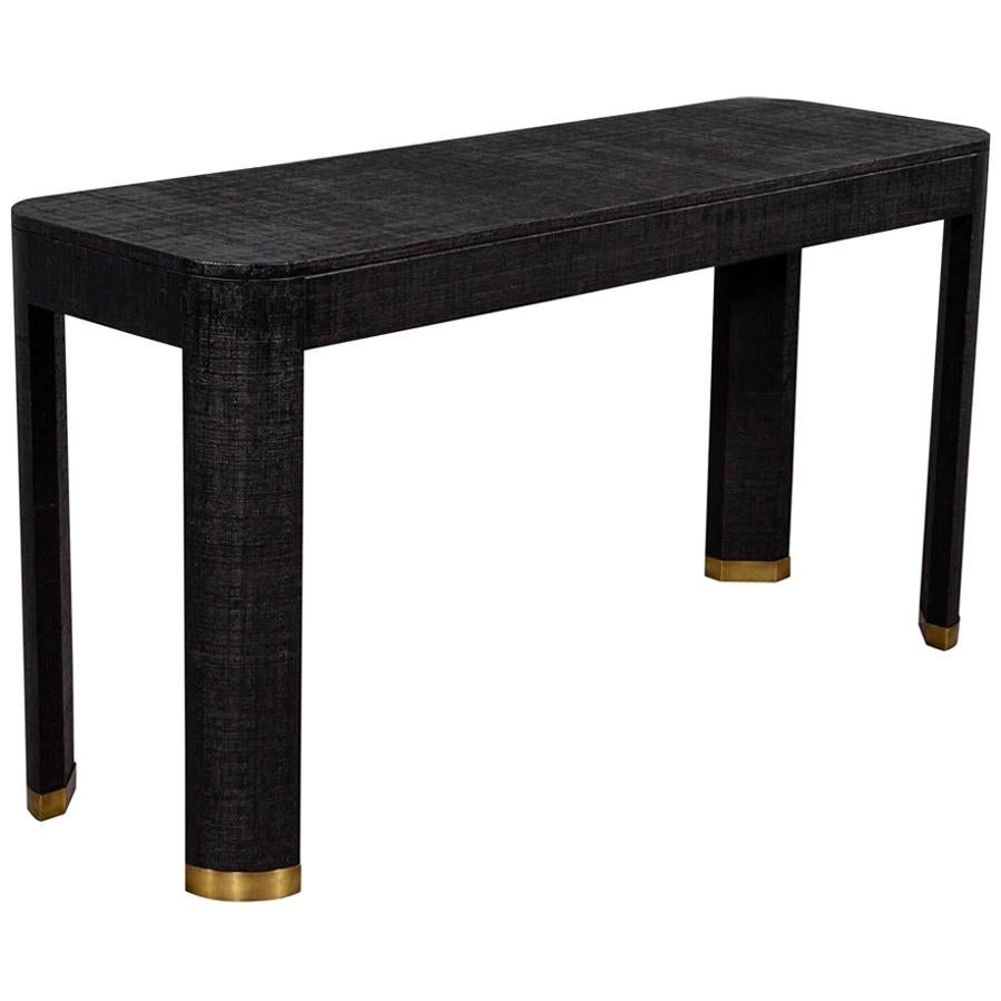 Modern Black Linen Clad Console Table