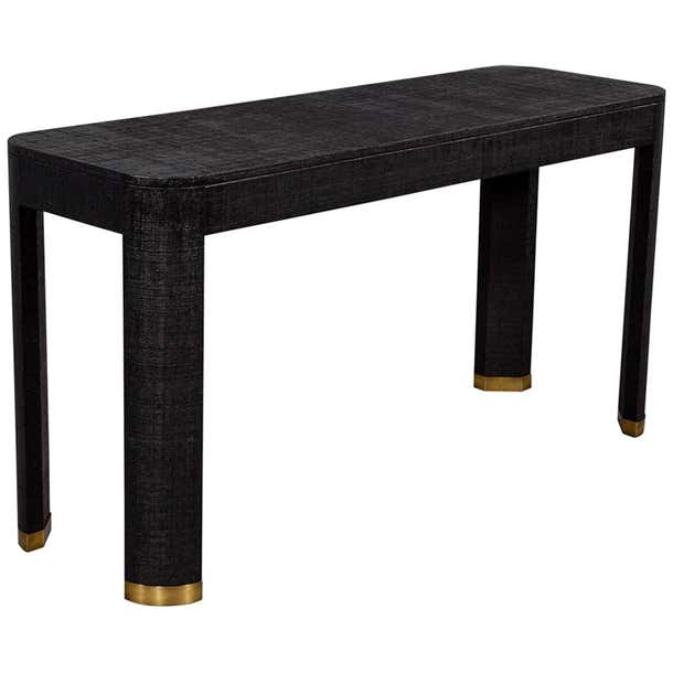 Modern Black Linen Clad Console Table For Sale at 1stDibs | modern ...