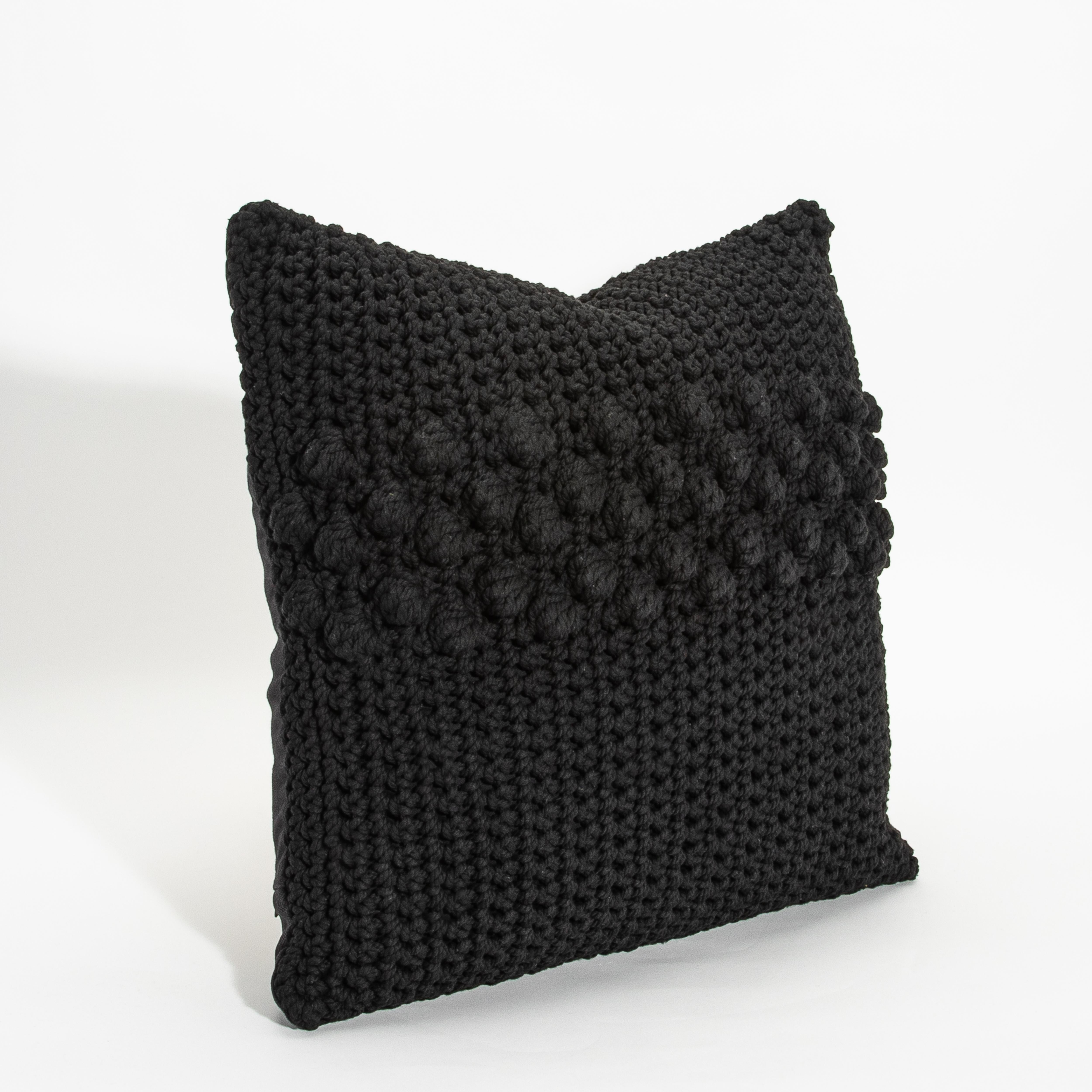 Moderno Cuscino decorativo Modern-Decor nero con macramè in vendita