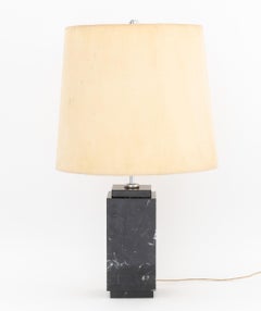 Modern Black Marble and Chrome Table Lamp
