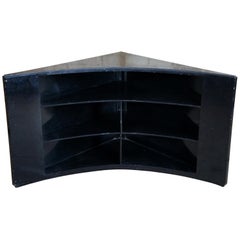 Retro Modern Black Marble Corner TV Console Cabinet Bookshelf Boomerang Display