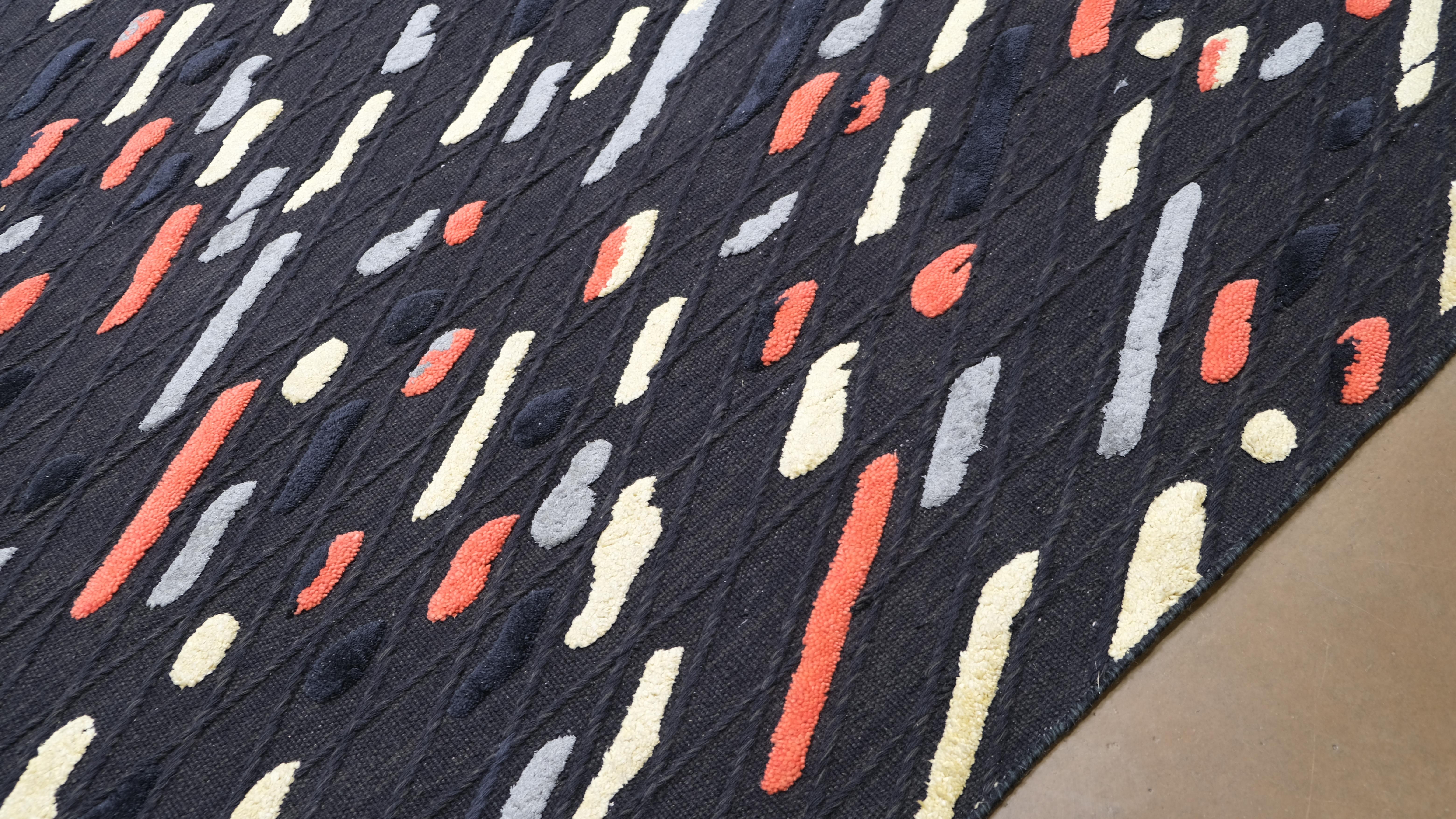Tessuto a mano Tappeto Modern Color Multi-Color Mid Century 9'x12' in vendita