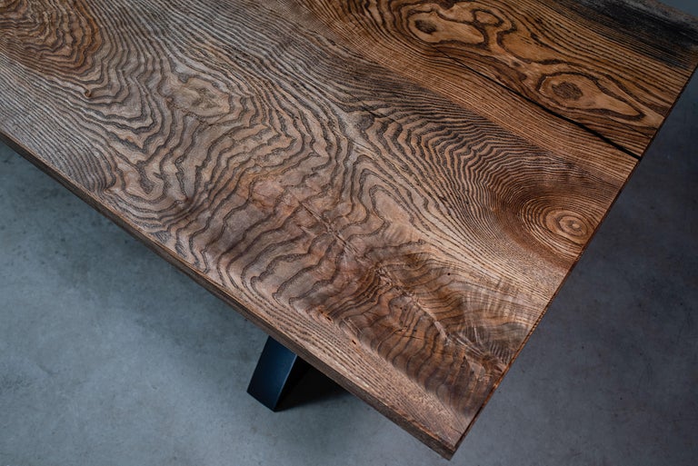 Modern Black Oak Dining Table For Sale at 1stDibs