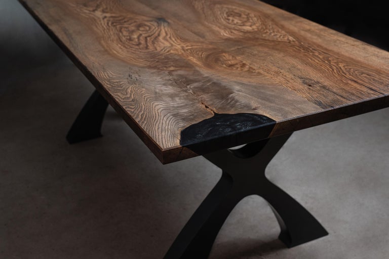 Modern Black Oak Dining Table For Sale at 1stDibs