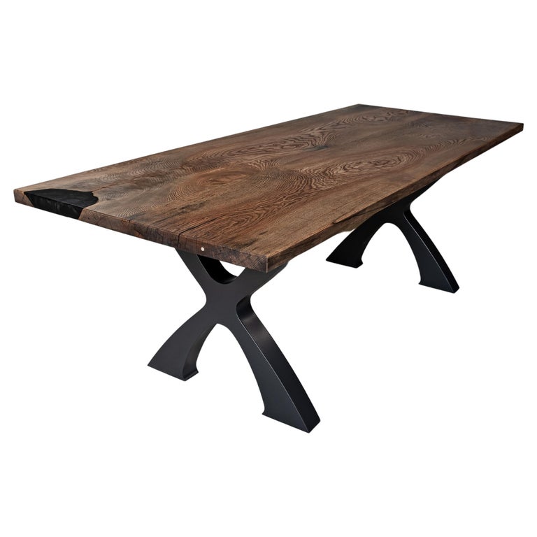 Modern Black Oak Dining Table For Sale at 1stDibs