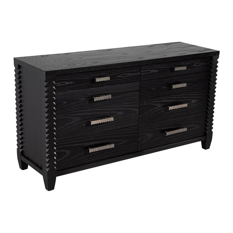 Modern Black Oak Dresser Cabinet in Charcoal Finish For Sale at 1stDibs