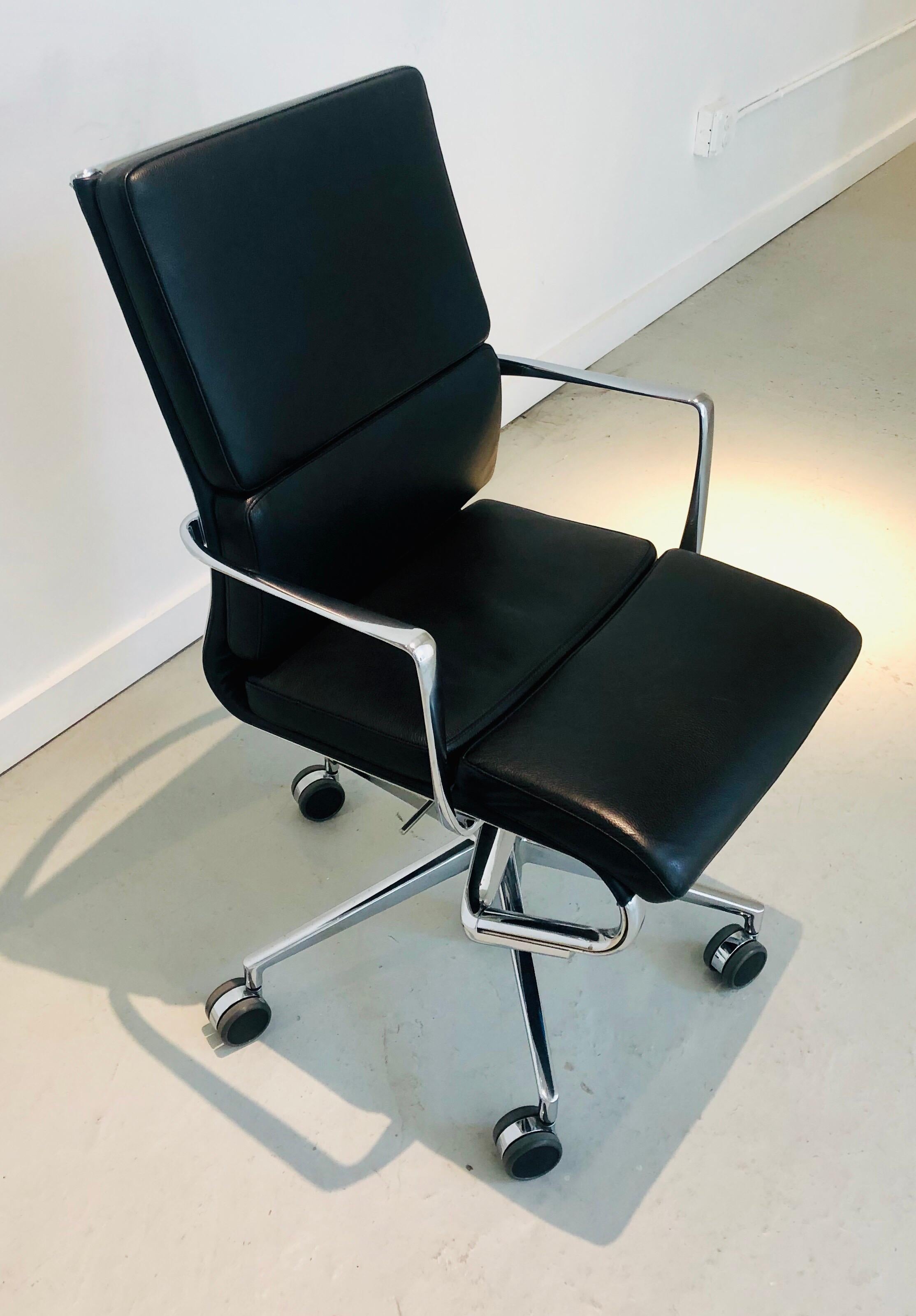 Contemporary Modern Black Office Chair - Rolling Swivel with Arms by Alberto Meda - Alias