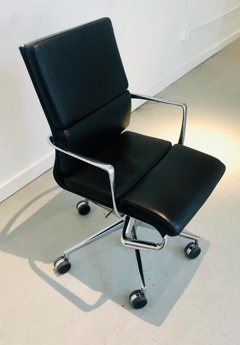 Modern Black Office Chair Rolling Swivel with Arms by Alberto Meda