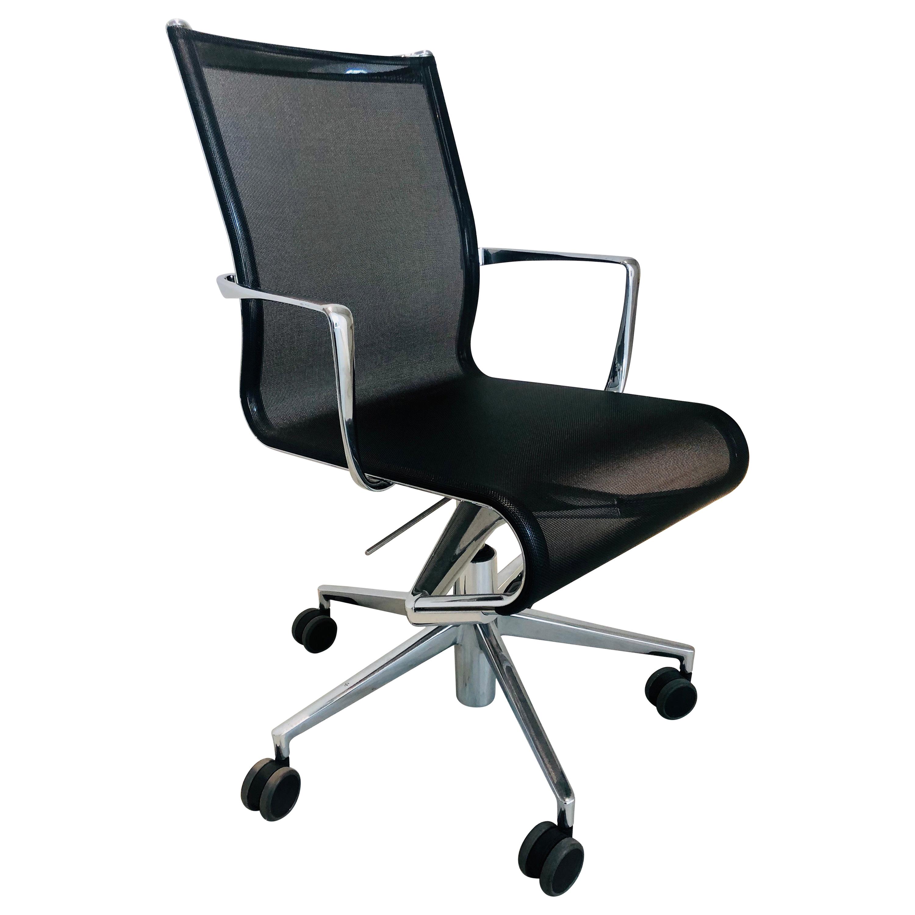 Modern Black Office Chair - Rolling Swivel with Arms by Alberto Meda - Alias