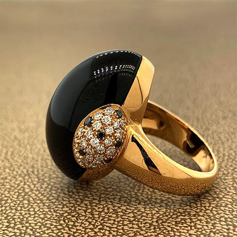 Modern Black Onyx Diamond Gold Ring For Sale (Free Shipping) at 1stDibs