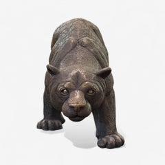 Modern Black Panther Sculpture, Hot Cast Bronze, American, 21st C.