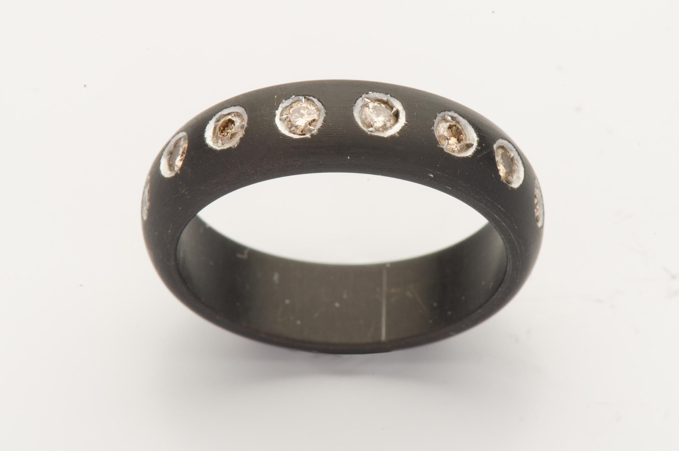 Italian Modern Black Ring with Glitters For Sale