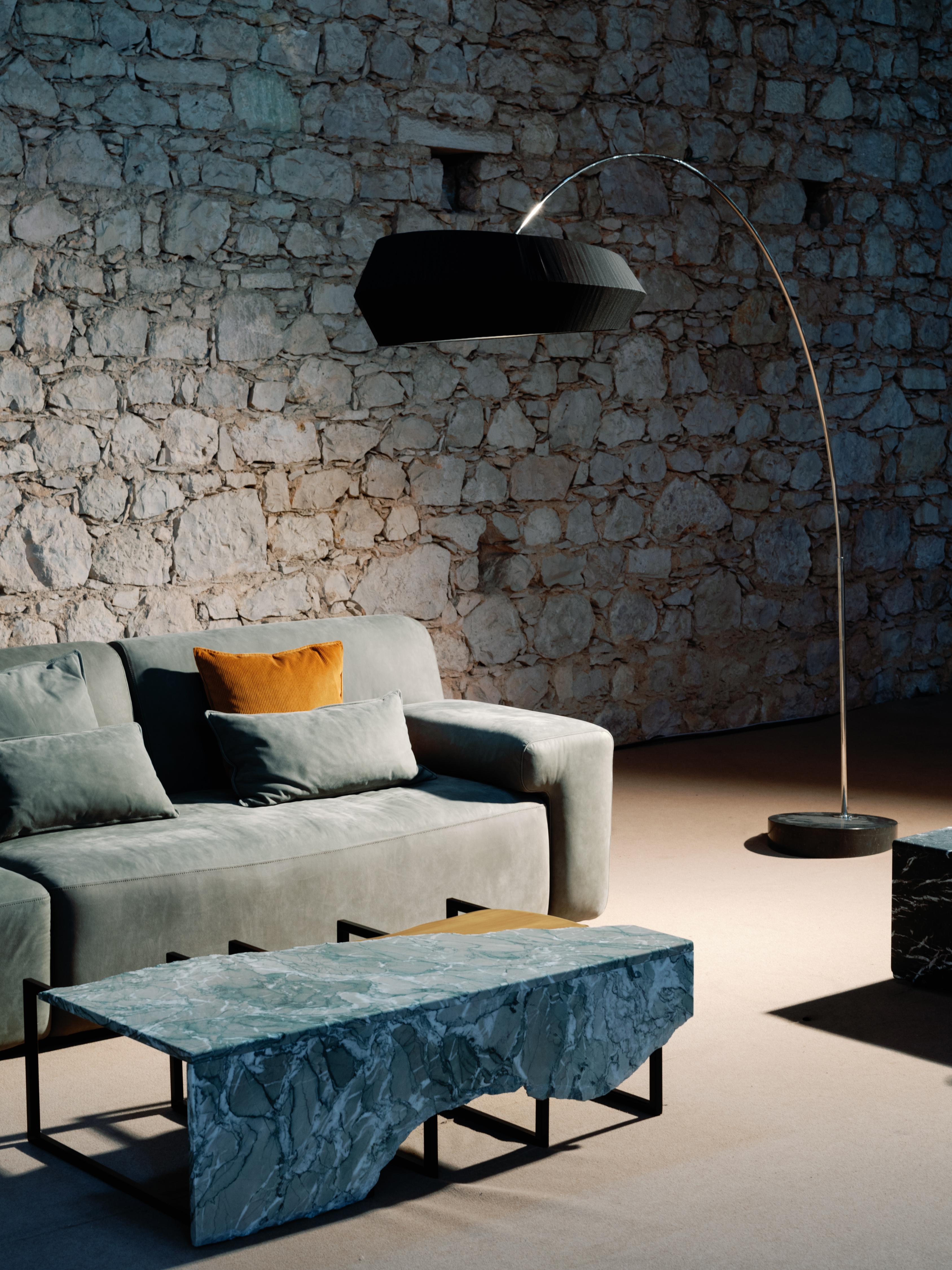 Modern Black Sublime Arc Floor Lamp, Marble, Handmade in Portugal by Greenapple For Sale 3