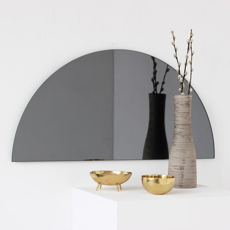 Modern Black Tinted Mirror Orbis Half Circular Shaped Small Wall Mirror