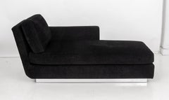 Chaise Longue moderne noire tapissée