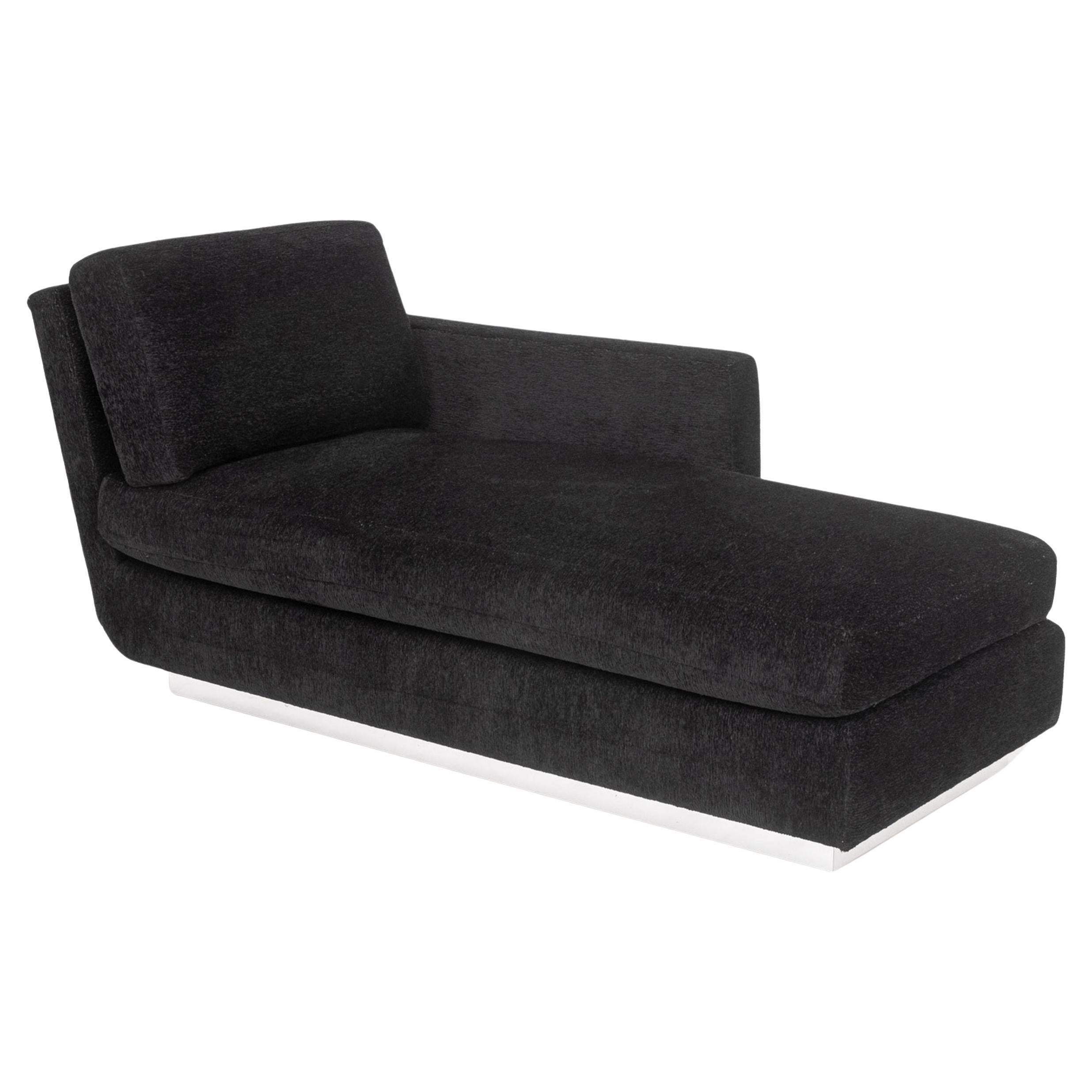 Modern Black Upholstered Chaise Longue
