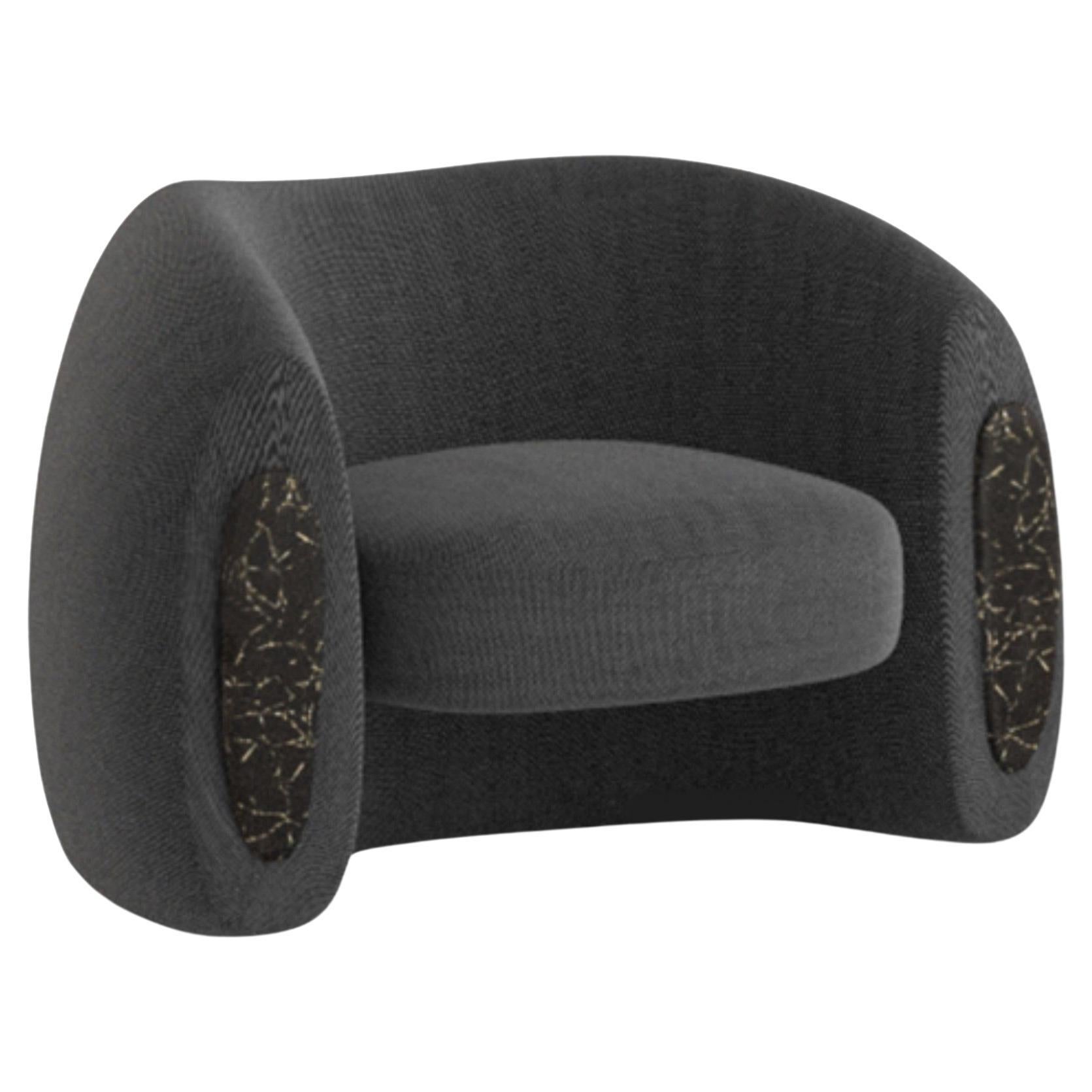 Modern Black Handmade Round Armchair Stone Obsidian by Alter Ego Studio For Sale