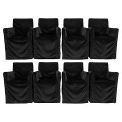 Modern Black Velvet Slip-Covered Upholstered Chair, Set of 8