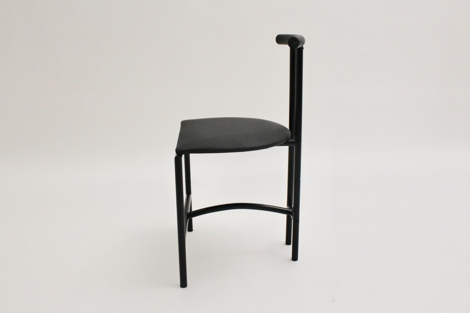 Modern Black Vintage Metal Faux Leather Tokyo Chair by Rodney Kinsman, 1985, UK For Sale 2