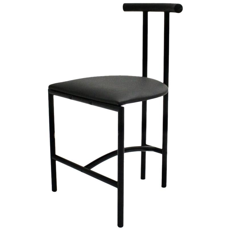 Modern Black Vintage Metal Faux Leather Tokyo Chair by Rodney Kinsman, 1985, UK For Sale