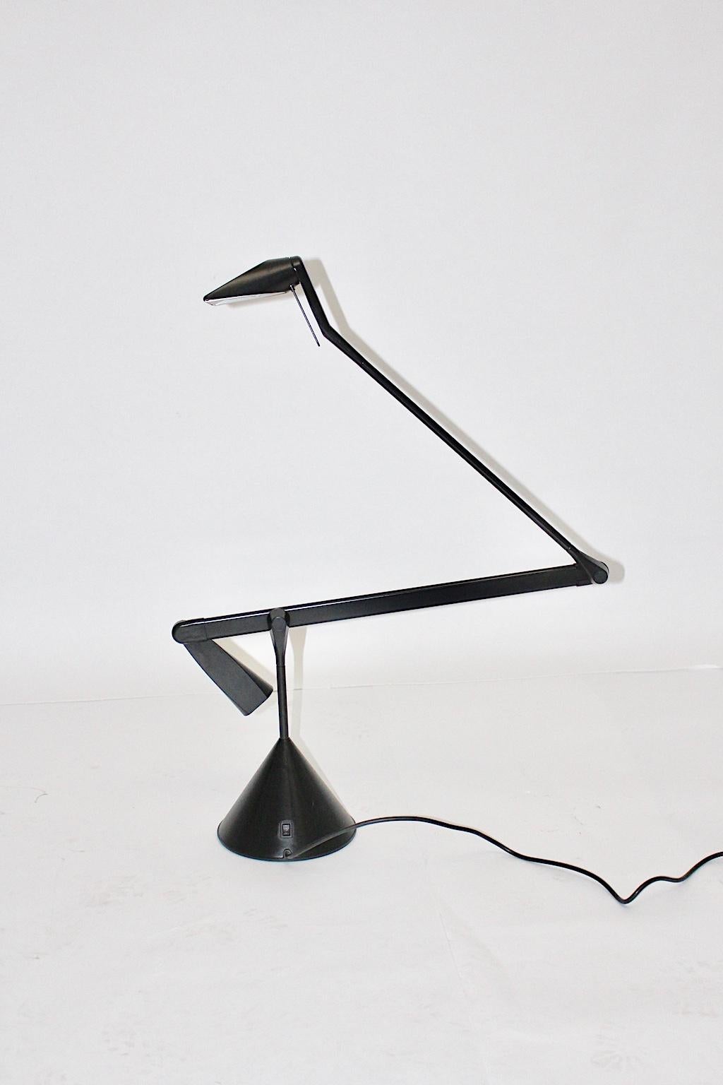 Italian Modern Black Vintage Table Lamp Zelig by Walter Monici for Lumina, 1980s, Italy For Sale