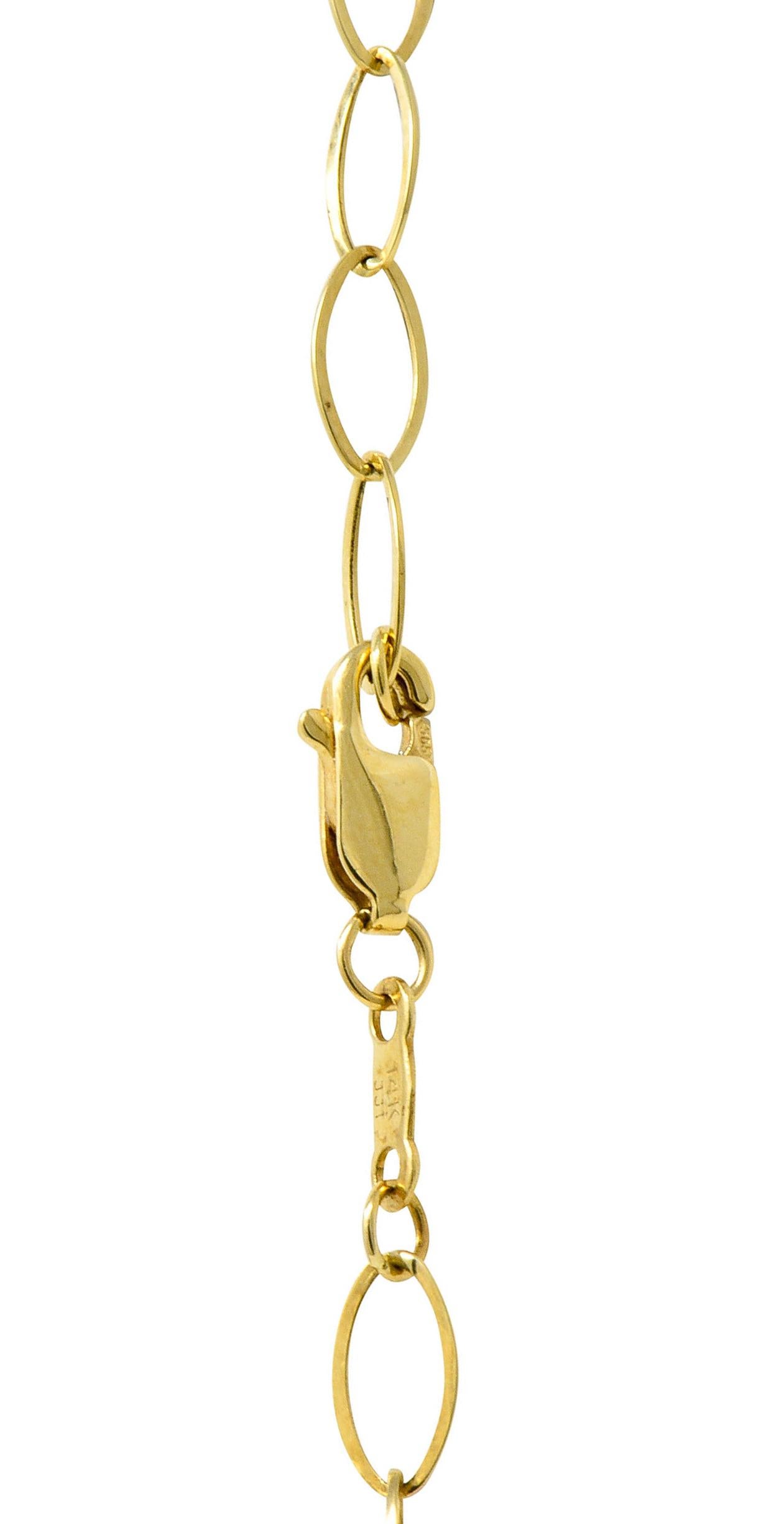 Women's or Men's Modern Black and White Agate 14 Karat Gold Station Necklace