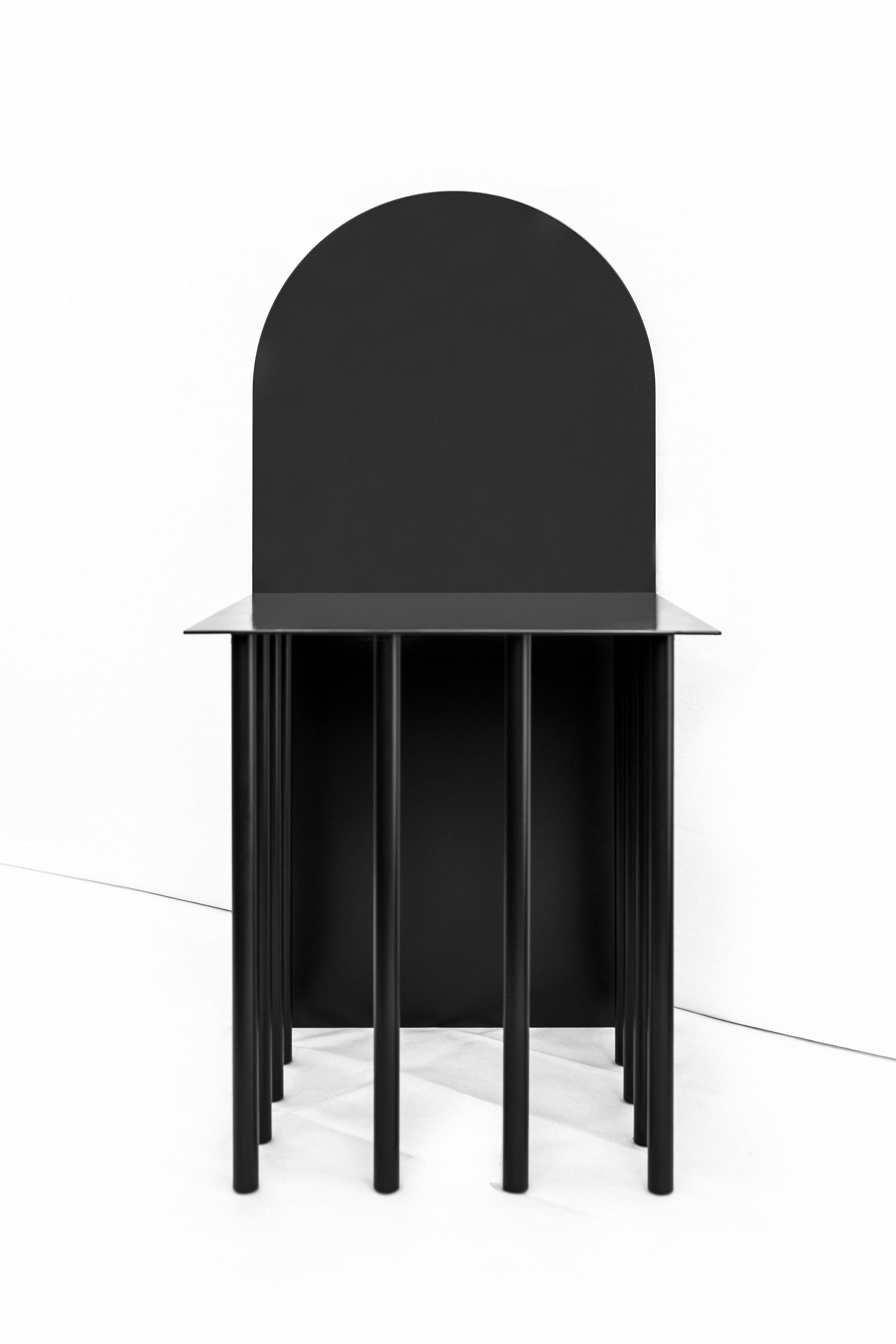 Moderne Coussin de chaise moderne en métal noir et blanc Mongolian de Nobe Italia en vente