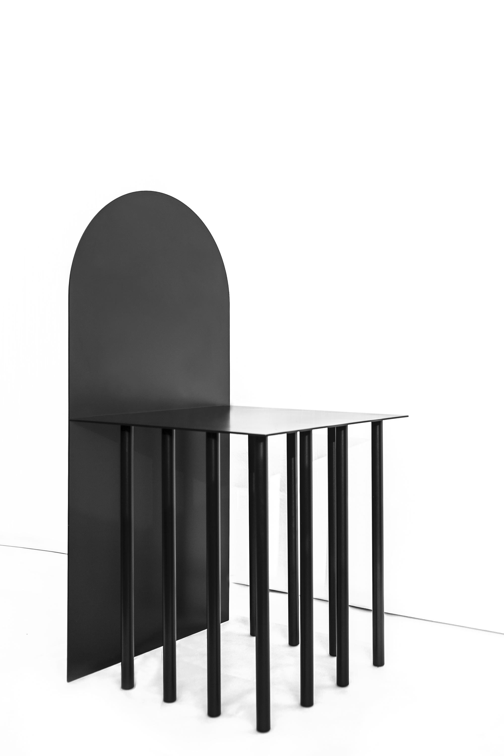 italien Coussin de chaise moderne en métal noir et blanc Mongolian de Nobe Italia en vente