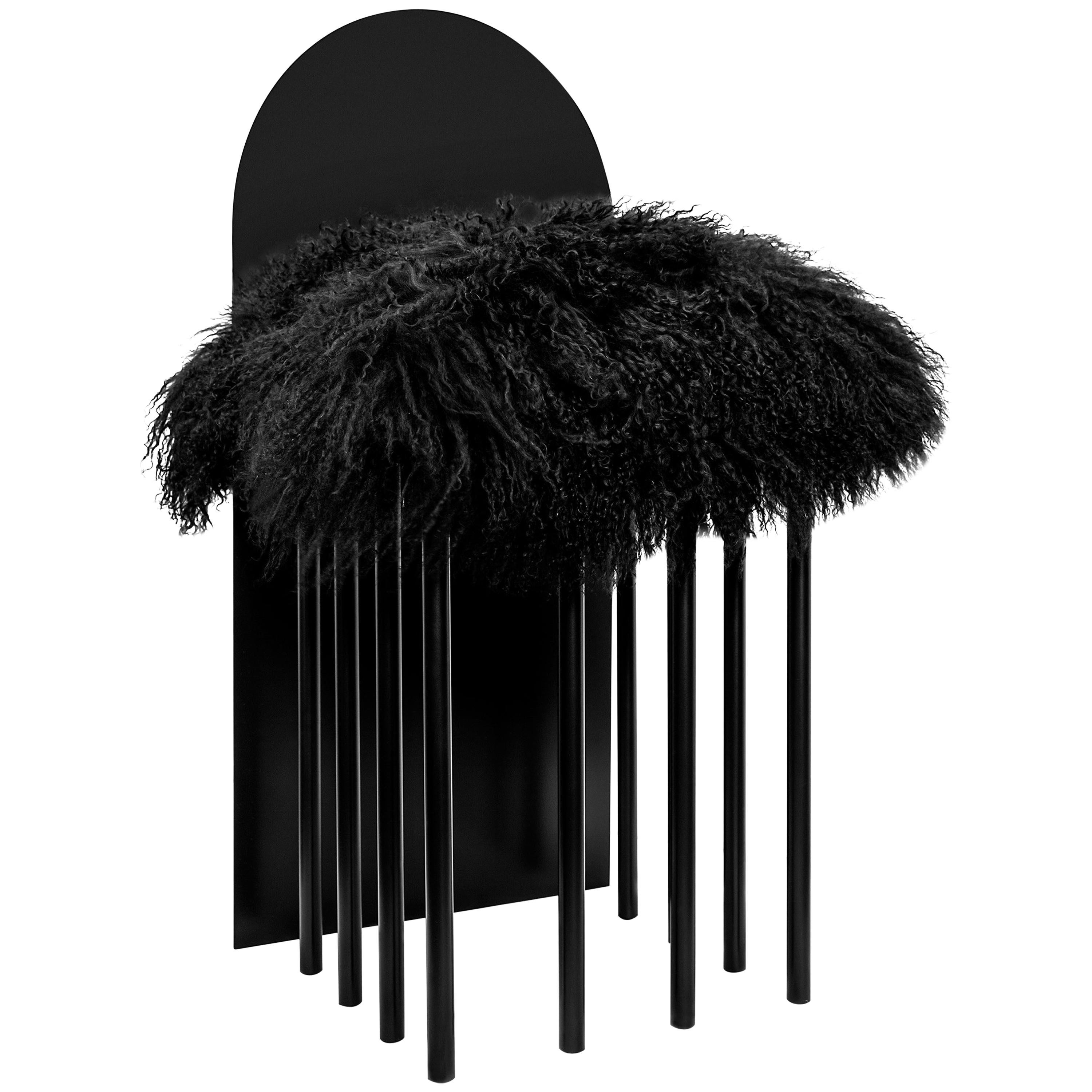 Coussin de chaise moderne en métal noir et blanc Mongolian de Nobe Italia en vente