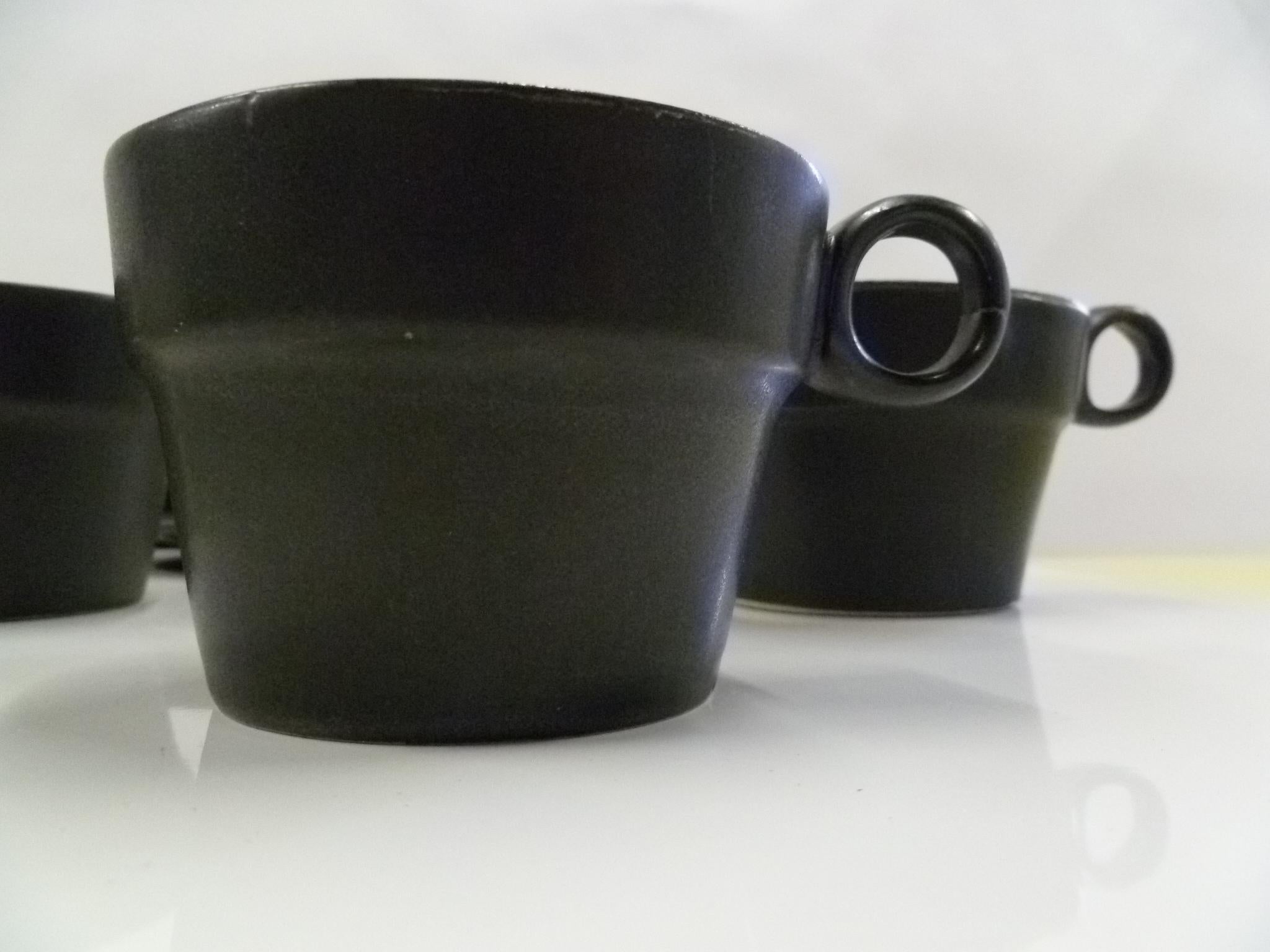 Modern Black White Coffee Set Bennington Potteries of Vermont David Gil 1960s 5