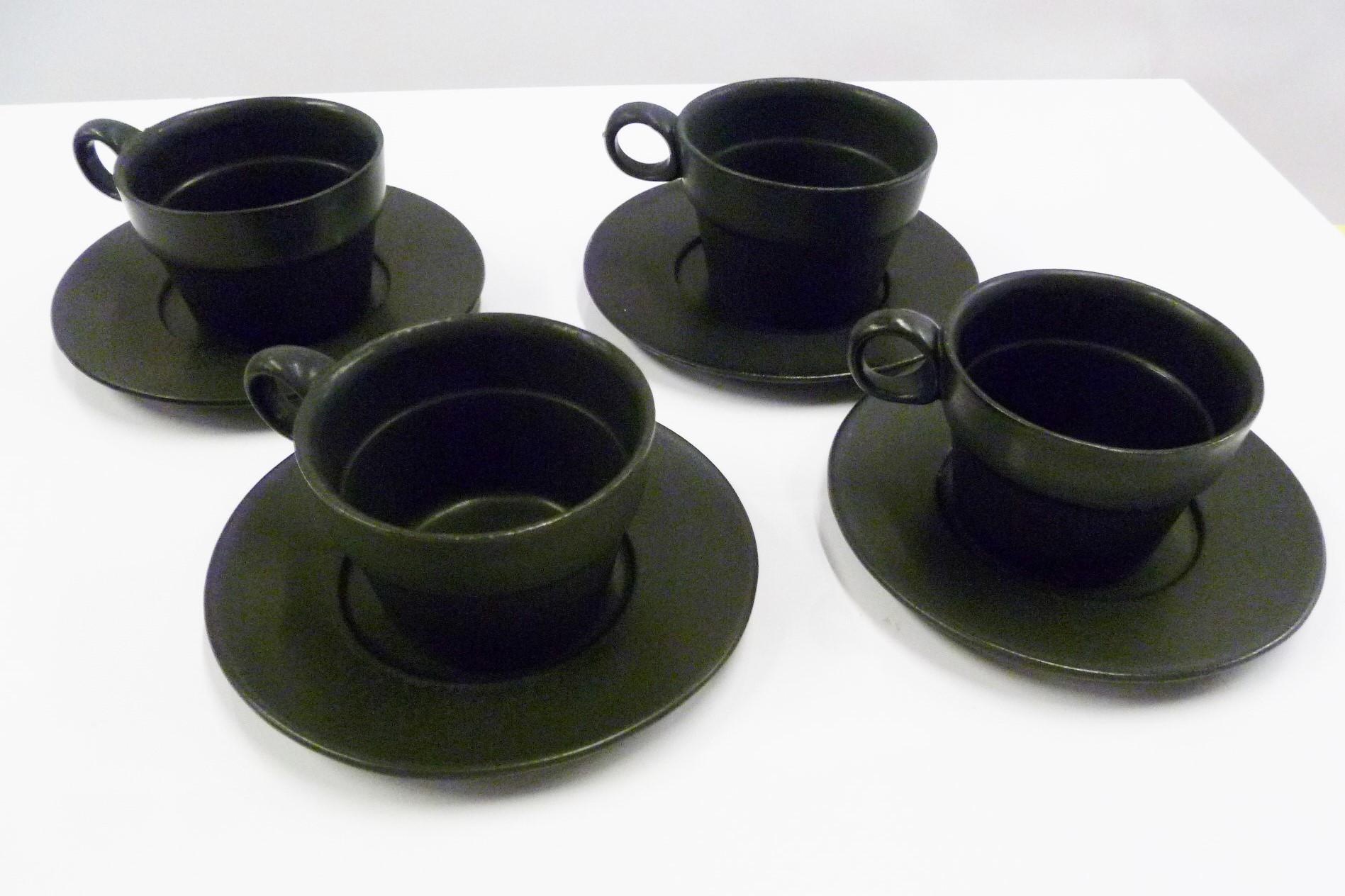 American Modern Black White Coffee Set Bennington Potteries of Vermont David Gil 1960s